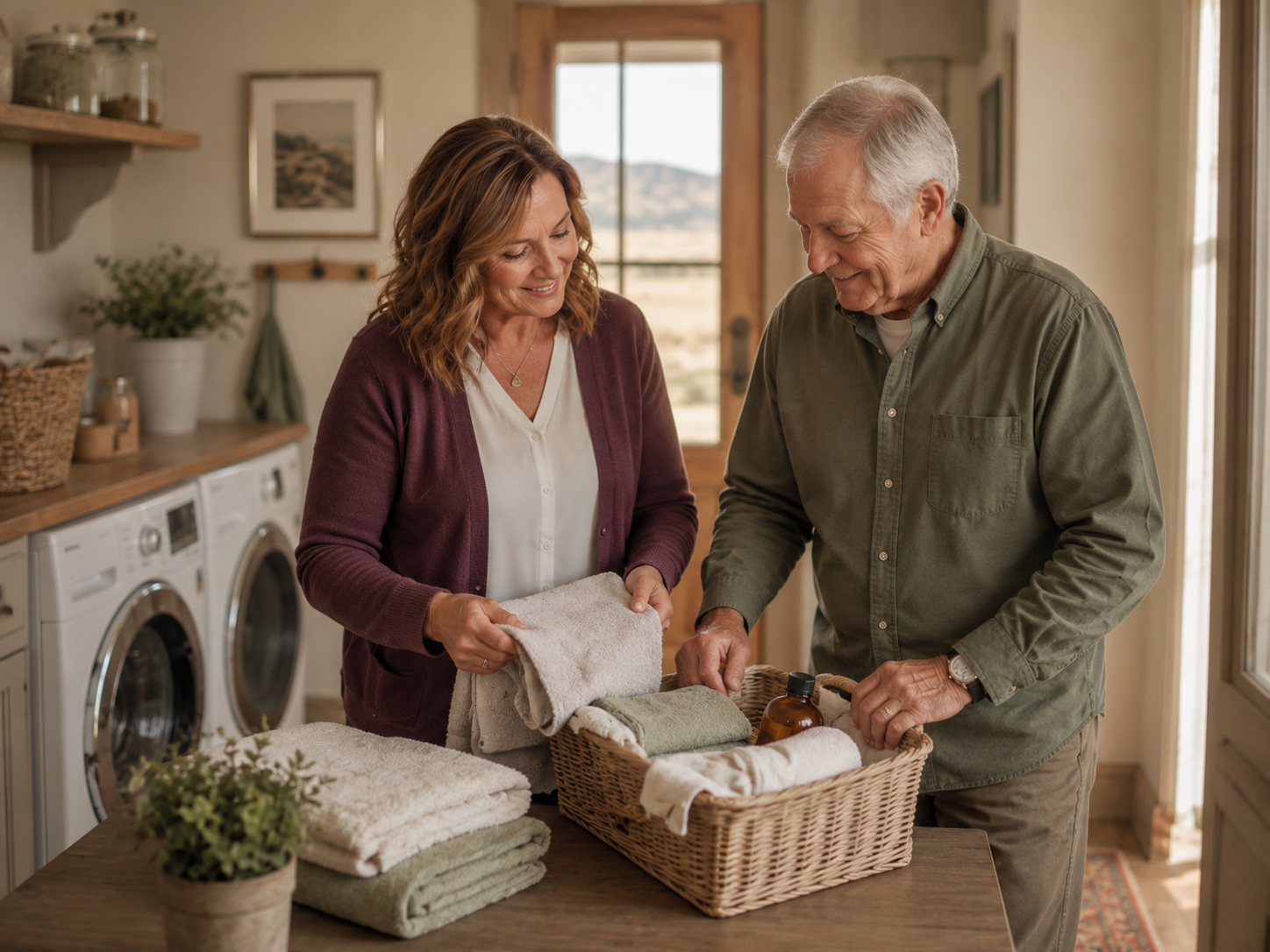 Caring Companion and older adult working together on familiar household routines